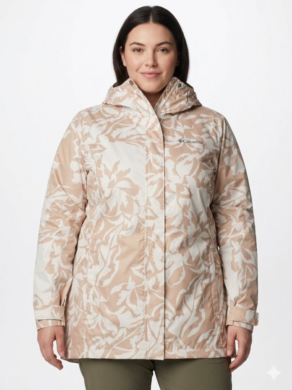 NWT Columbia Women's Splash A Little III Printed Rain Jacket Peach White 3X